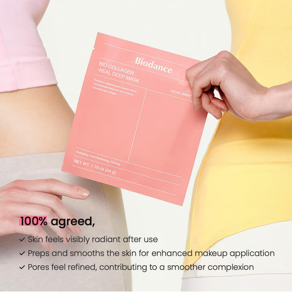 Biodance Bio-Collagen Real Deep Mask, Korean Anti-Aging Pore Care Overnight Sheet Mask - Pack of 4