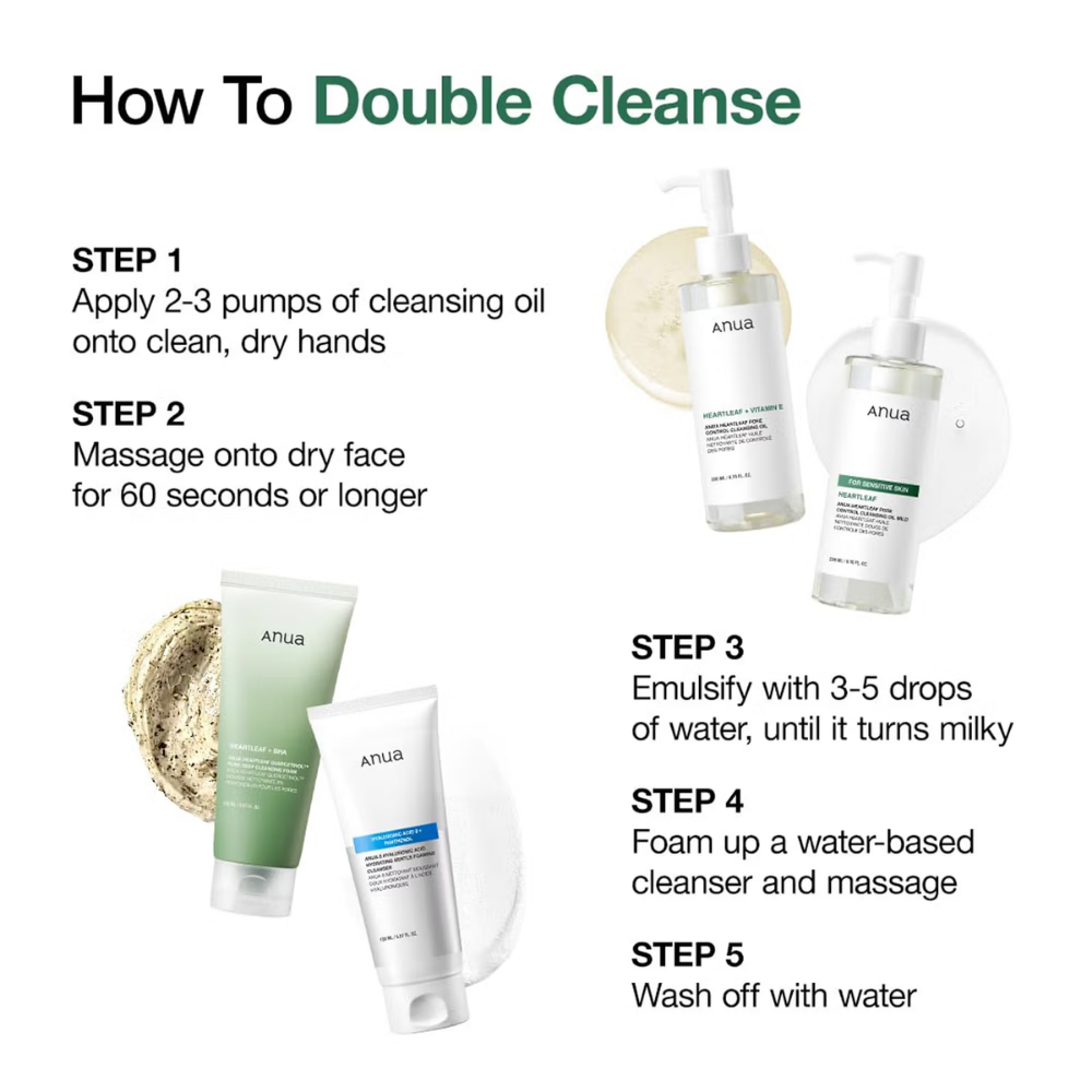 Anua Heartleaf Pore Control Cleansing Oil Removes Makeup, Excess Sebum, Blackheads & Clogged Pores