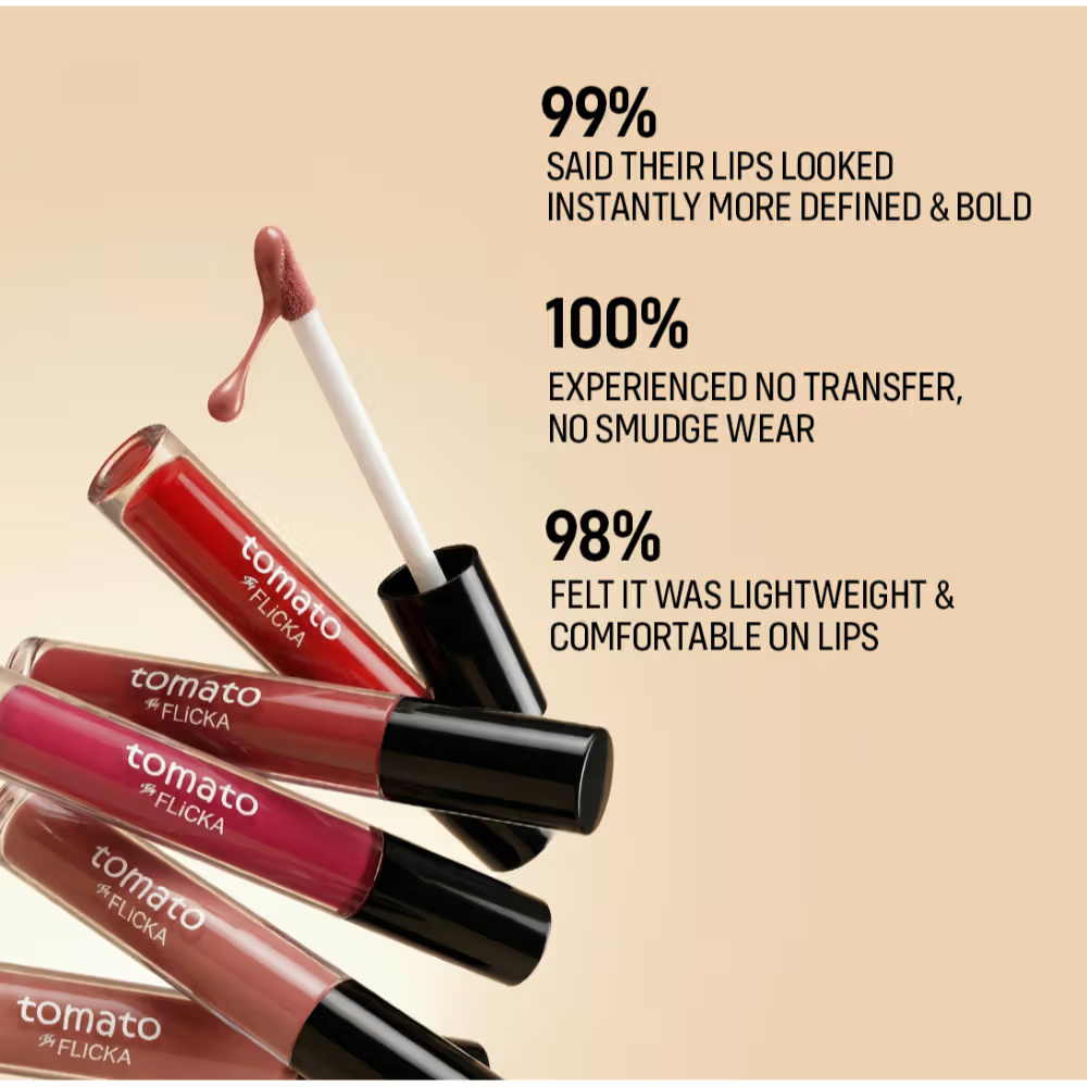 Flicka Tomato Liquid Lipstick Rich Matte Long Lasting Intense Pigment Smudgeproof