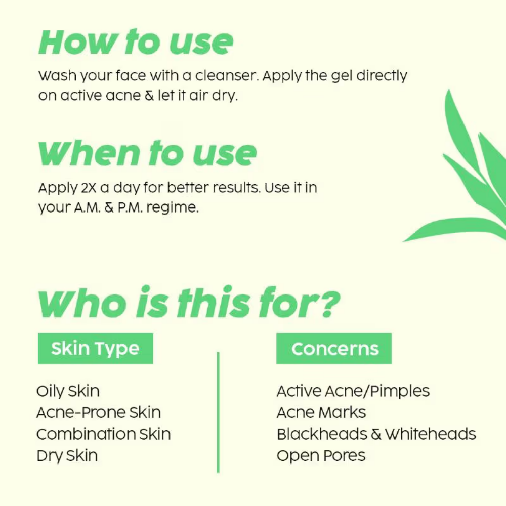 Plix 2% Salicylic Acid Acne Spot Corrector Gel For Reducing Active Acne, Controls Oil and Acne Scars