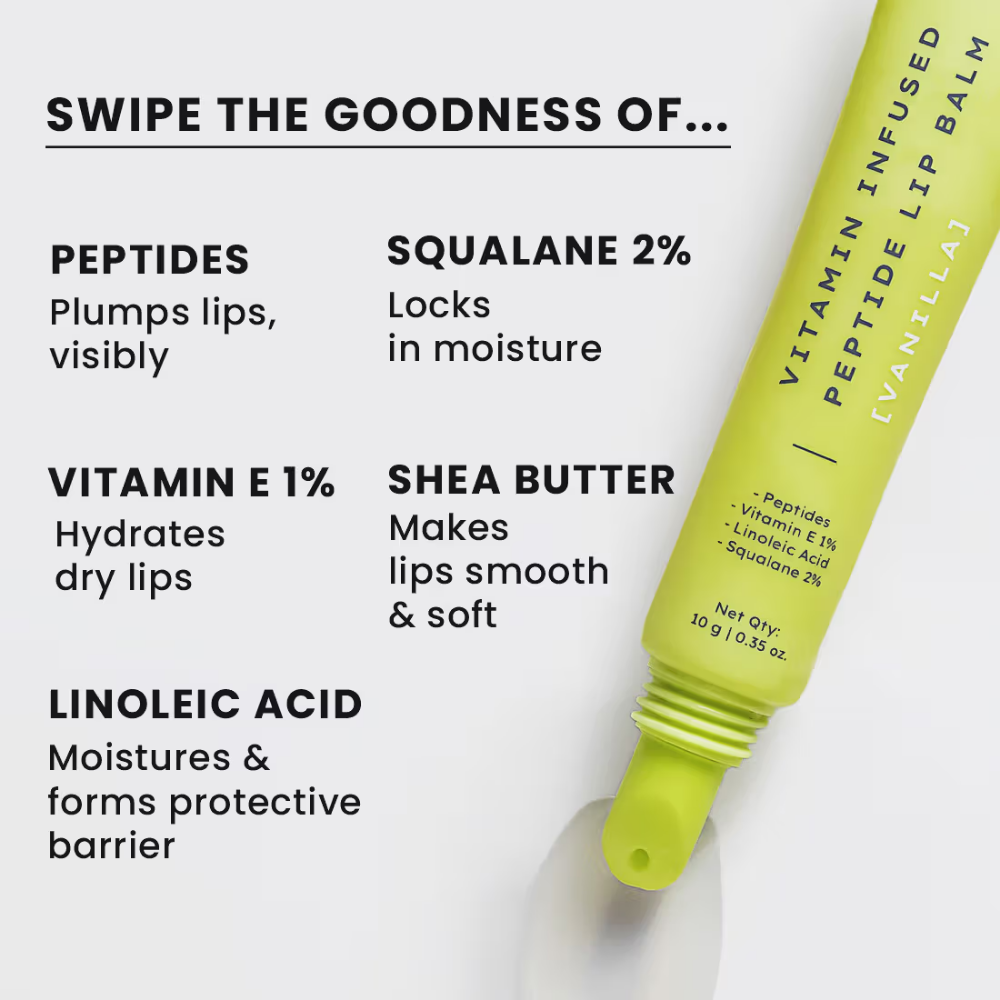 Hyphen Vitamin Infused Peptide Lip Balm - Vanilla For Dry & Chapped Lips, Hydrates & Moisturizes