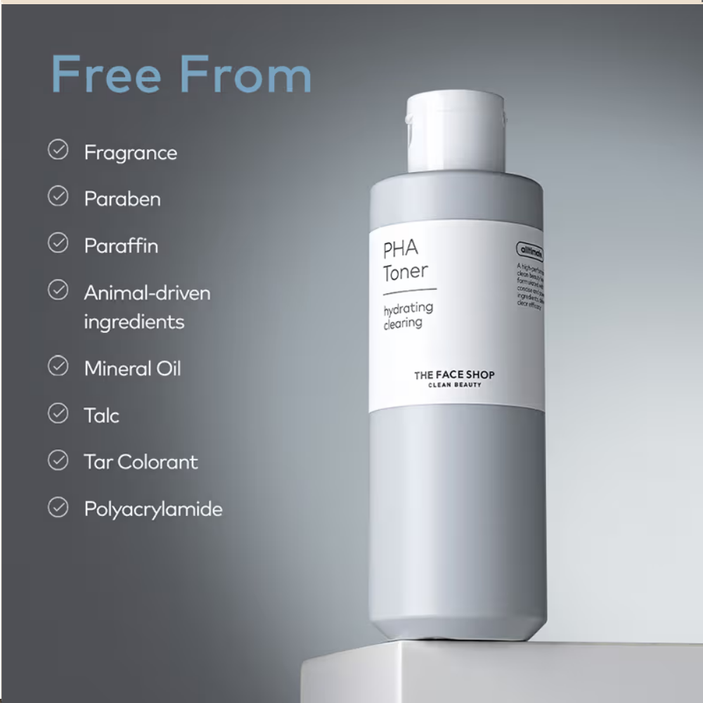 The Face Shop PHA Toner with Hyaluronic Acid – Liquid Exfoliant & Hydrates Skin to Improve Texture