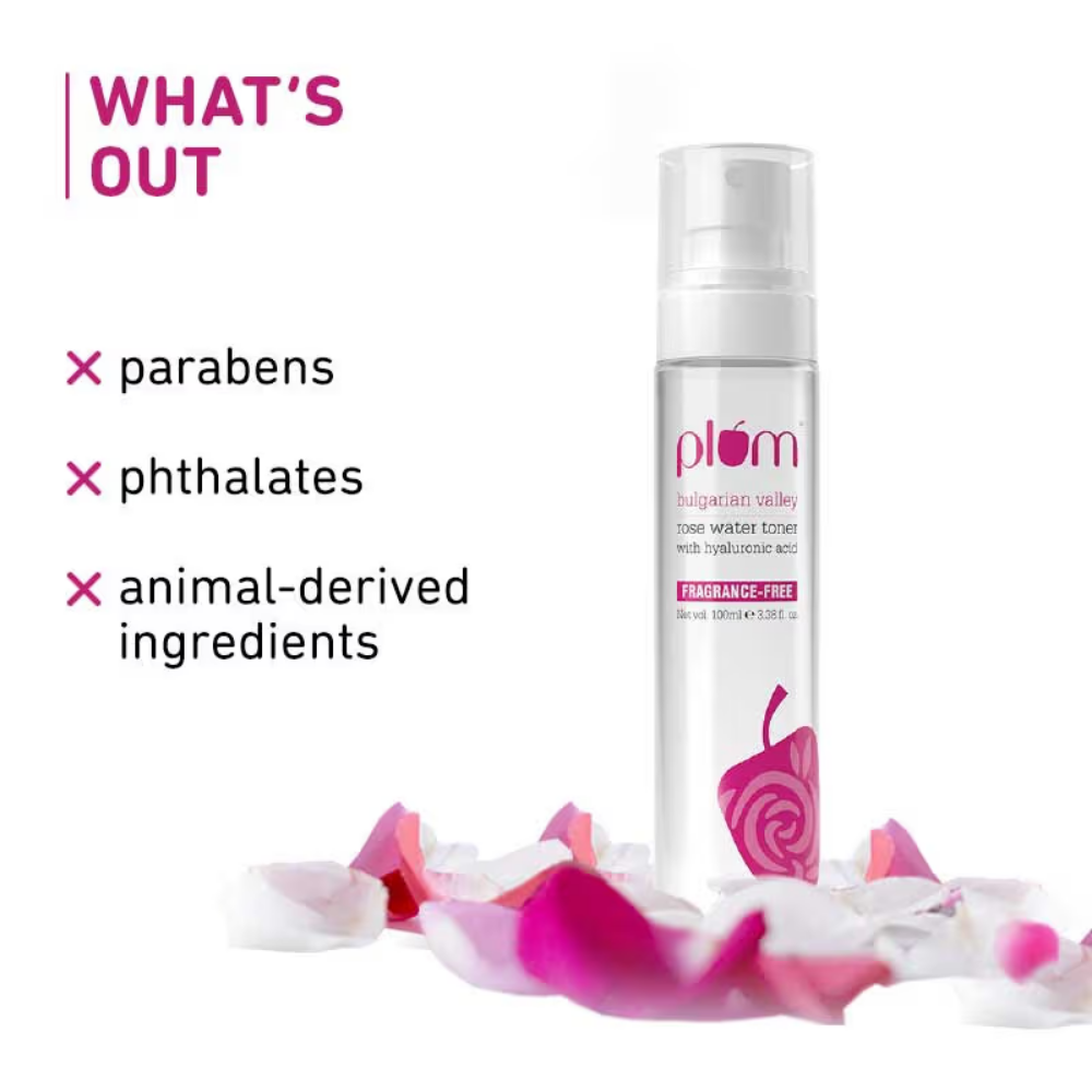 Plum Bulgarian Valley Rose Water Alcohol-Free Spray Toner With Hyaluronic Acid- Hydrates & Refreshes