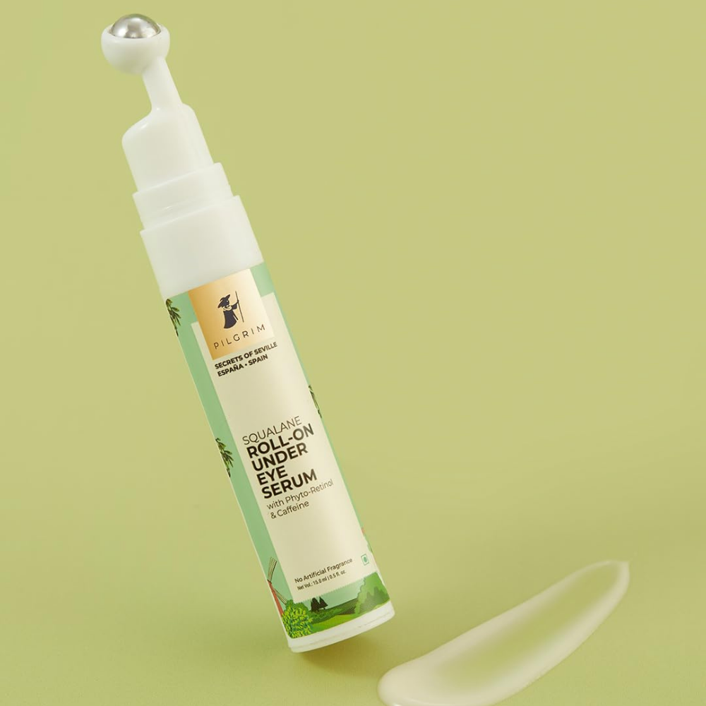 Pilgrim Squalane Roll-On Under Eye Eream Serum with Phyto-Retinol & Caffeine
