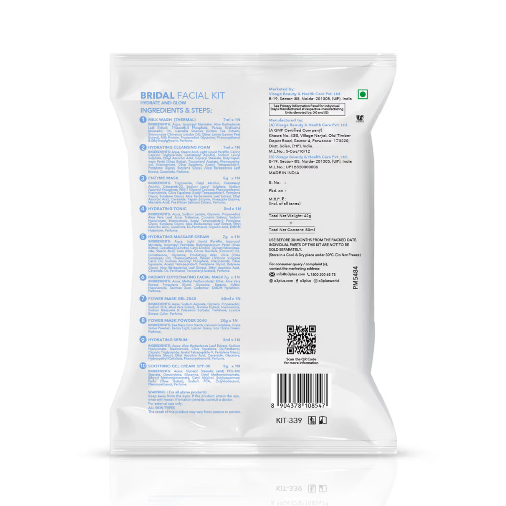 O3+ Bridal Facial Kit Hydrate & Glow With Hyaluronic Acid