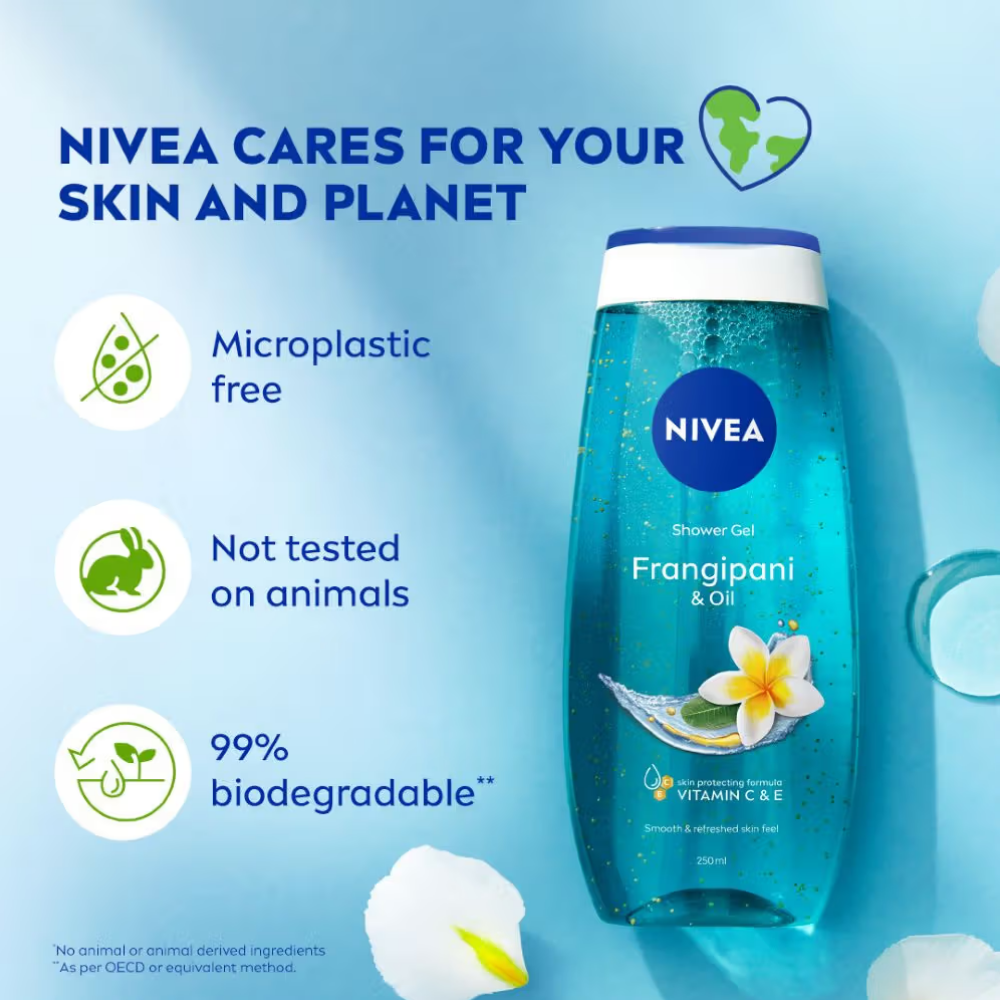 NIVEA Frangipani & care oil Body wash for long-lasting freshness