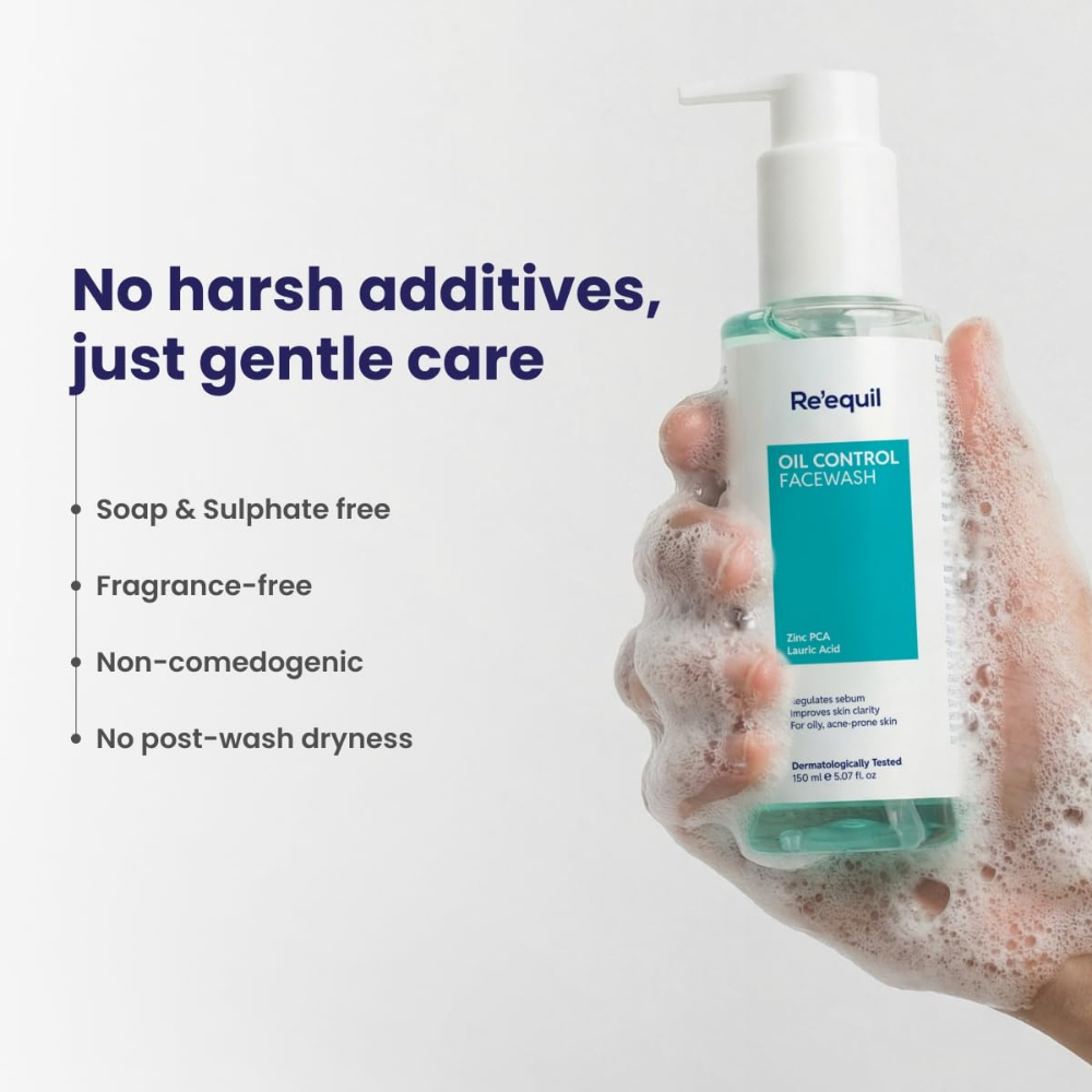 Re'equil Oil Control Face Wash Regulates sebum production | Removes dirt and buildup | For oily, acne prone skin