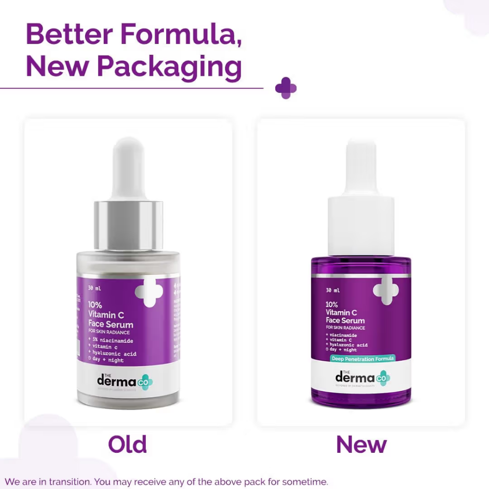 The Derma Co Radiance Combo - 10% Vitamin C Serum & 1% Hyaluronic Sunscreen Gel SPF 50 PA++++