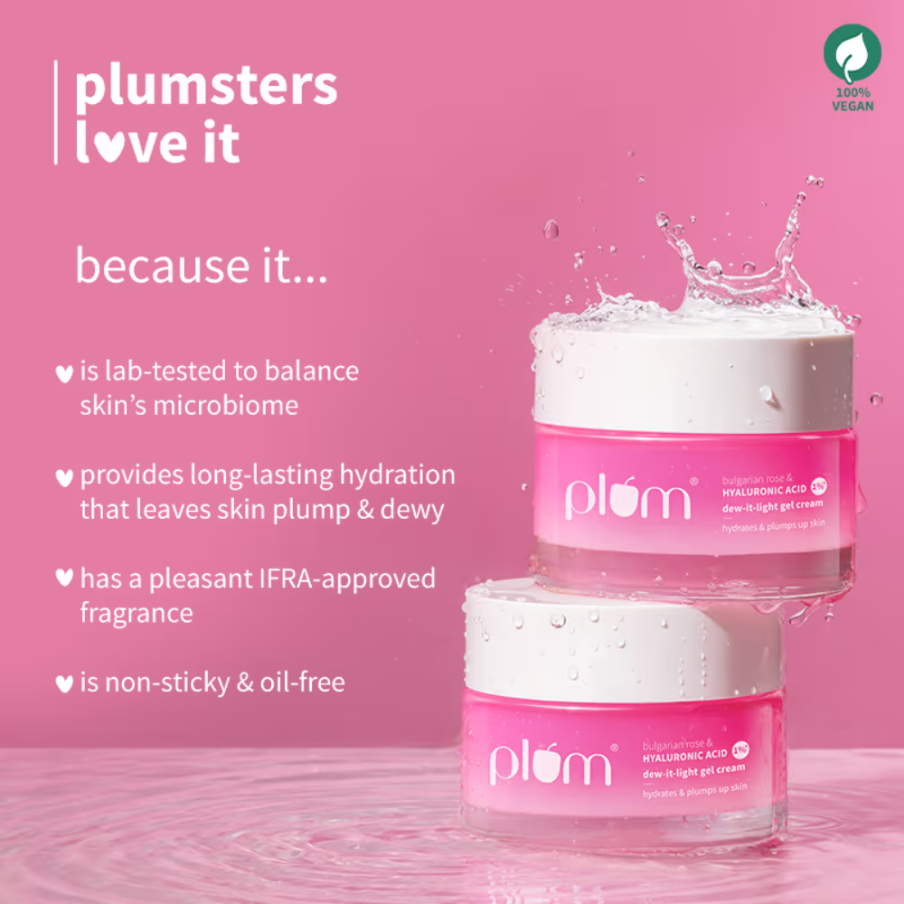 Plum Bulgarian Rose And 1% Hyaluronic Acid Dew-It-Light Gel Cream