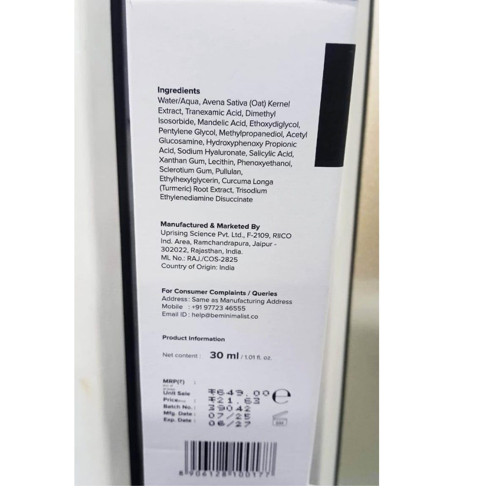 Minimalist 3% Tranexamic Acid Face Serum For Melasma- Acne Scars- Hyperpigmentation Or Erythema (PIH/PIE)
