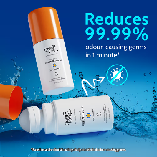Chemist at Play 5% AHA Underarm Roll On, Lactic Acid Deodrants for Men & Women - Aqua Fragrance