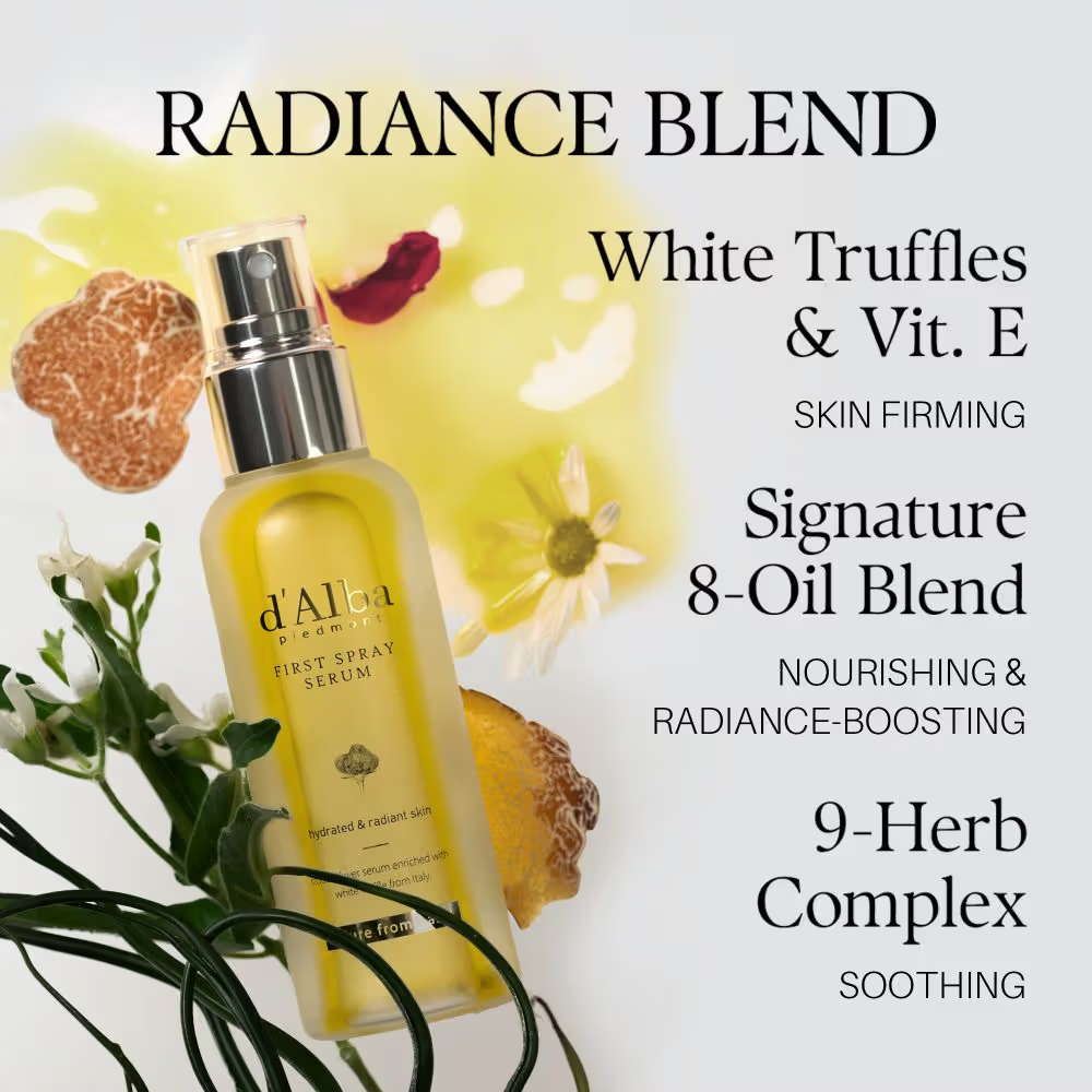 d'Alba piedmont White Truffle First Spray Serum, Vegan, Non Comedogenic, Face Moisturizer