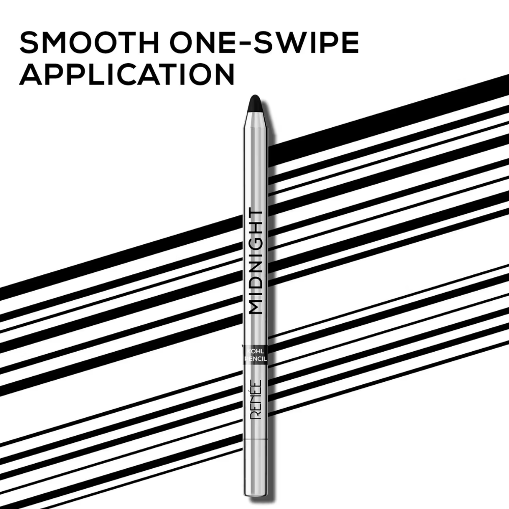 RENEE Midnight Kohl Kajal With Sharpener,Waterproof,Smudge-Proof & Lasts Up To 24 Hours- Black
