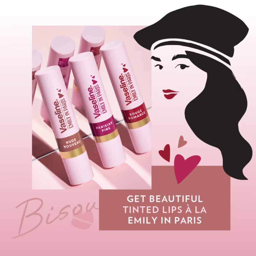 Vaseline Nude Nouveau Emily In Paris Limited Edition Nude Tinted Lip Balm Stick - Pack Of 3
