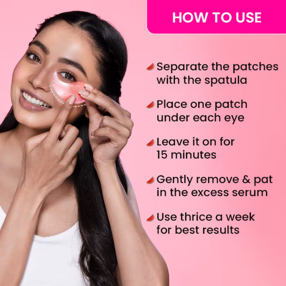 Dot & Key Watermelon Cooling Hydrogel Eye Patches, With Hyaluronic & Niacinamide, Depuffs & Cools