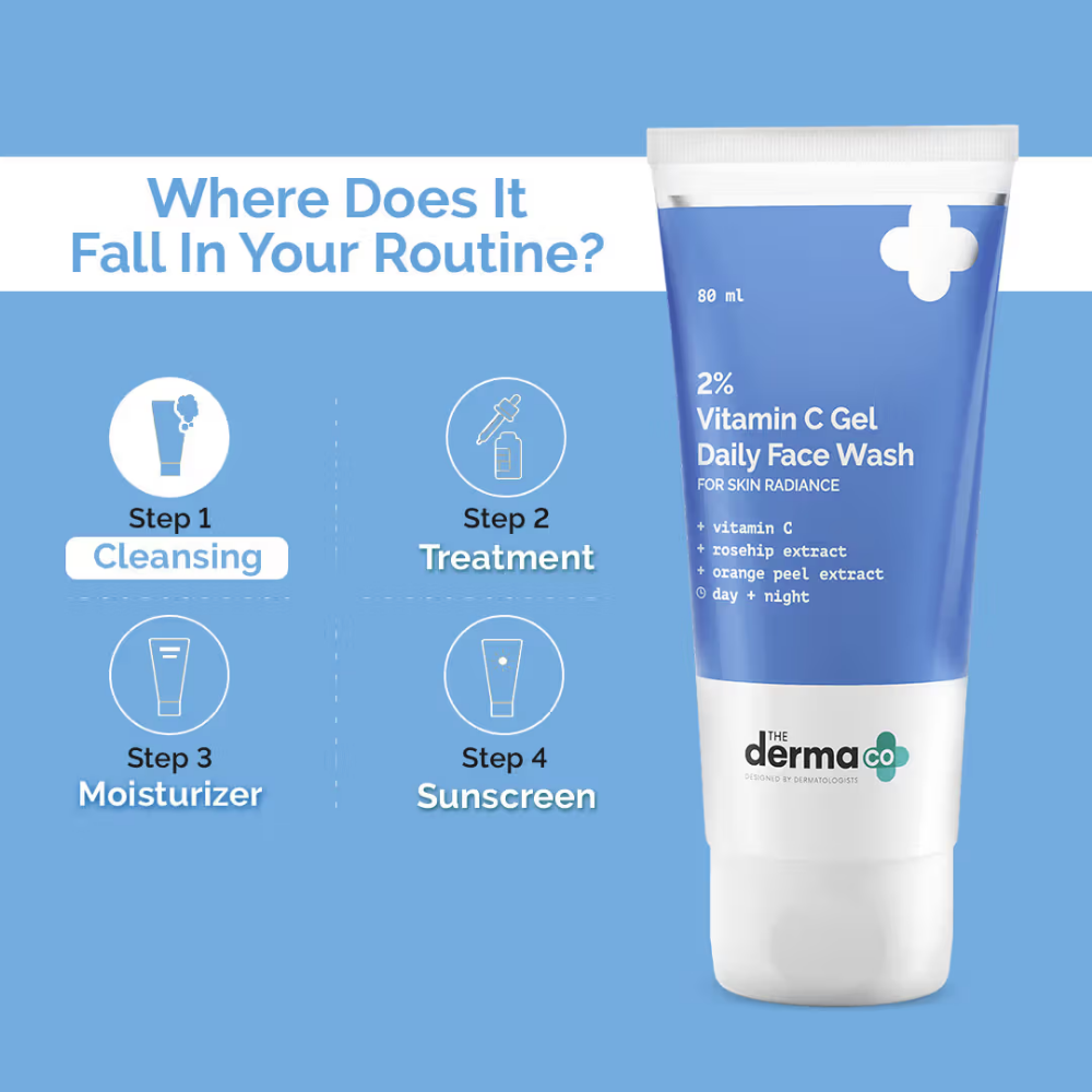 The Derma Co 2% Vitamin C Gel Daily Face Wash With Rosehip & Orange Peel Extract