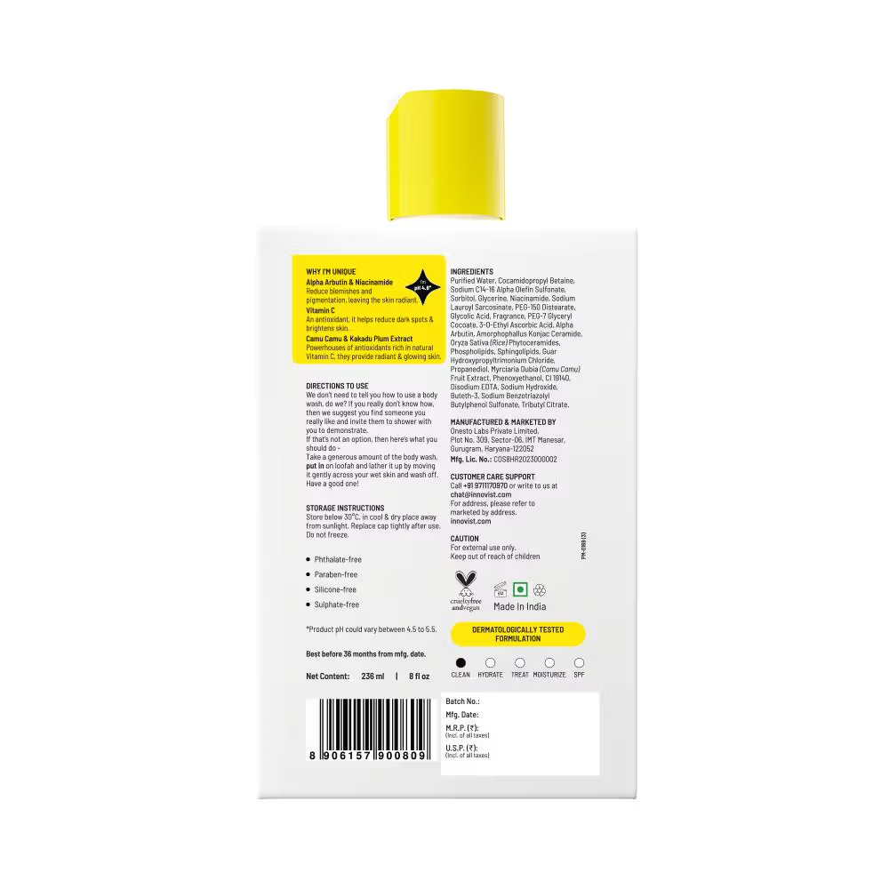 Chemist At Play Brightening Body Wash - 3% Vitamin C + Niacinamide, Shower Gel For Women & Men