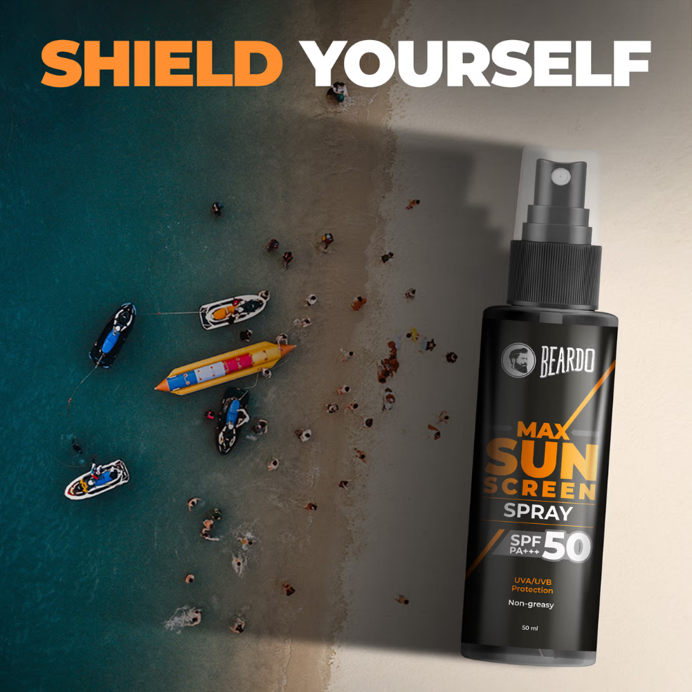 Beardo Max Sunscreen Spray SPF-50 P+++ for Indian men,,Non-greasy Sunscreen Spray,for Oily Skin
