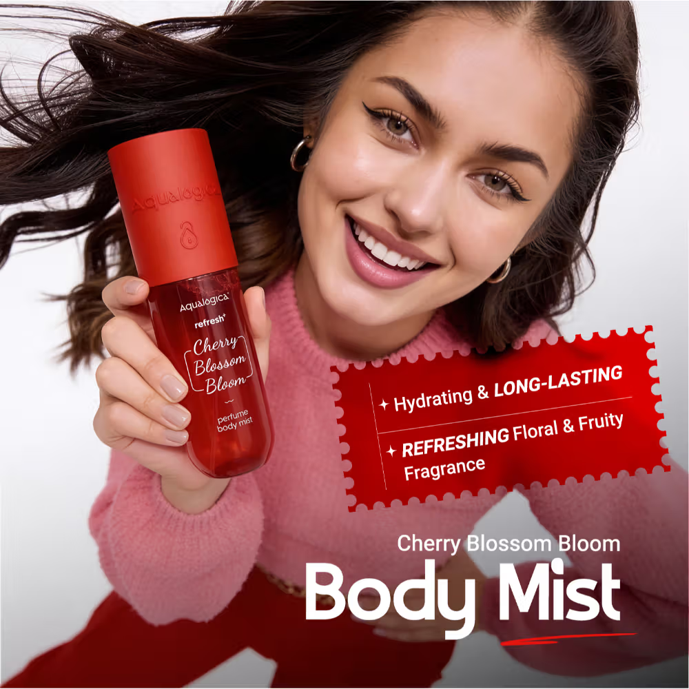 Aqualogica Cherry Blossom Bloom: Body Wash, Hydra Gel, Mist + Sling Bag & Charms Hot Girl Essentials