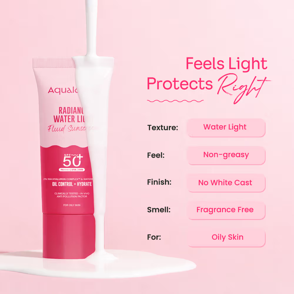 Aqualogica Radiance Fluid Sunscreen SPF50+ PA++++ with Niacinamide & Watermelon For Oily Skin