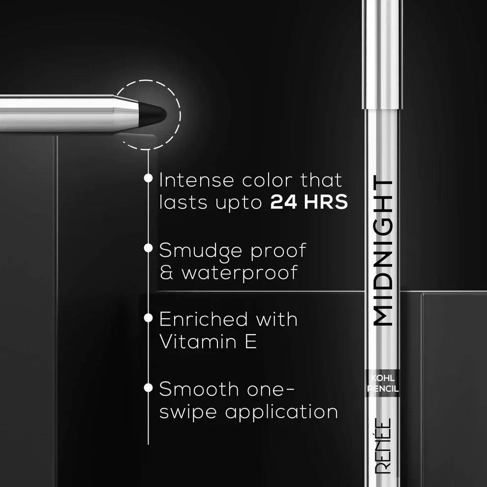 RENEE Midnight Kohl Kajal Pencil, 1.5g