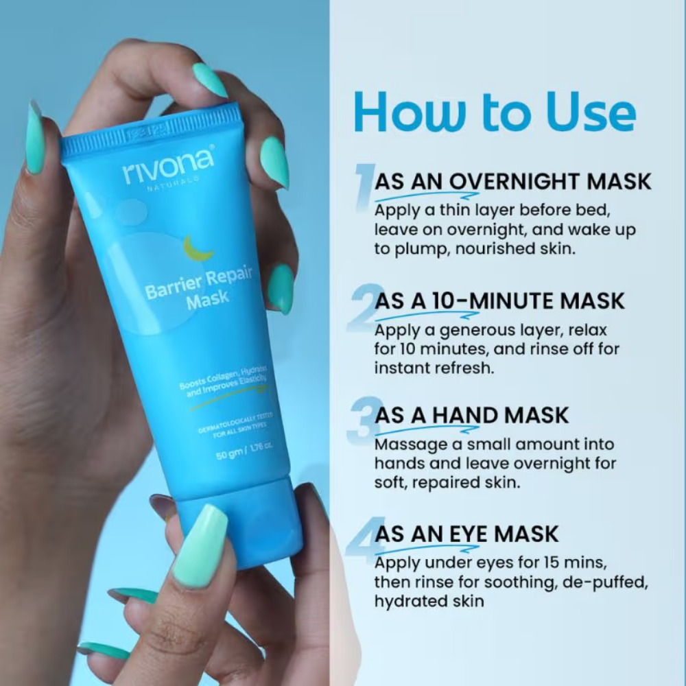 Rivona Naturals 4-In-1 Barrier Repair & Hydrating Overnight Face Mask Deep Moisture & Skin Renewal