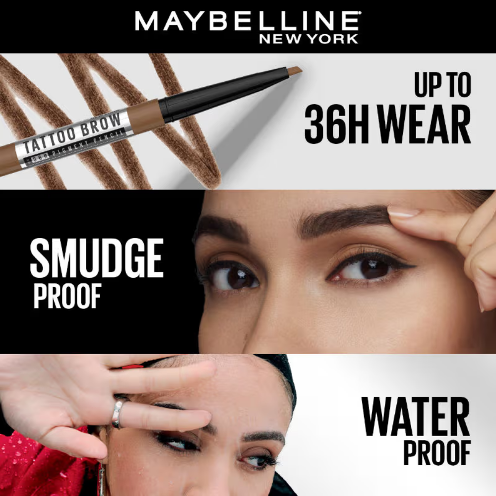Maybelline New York Tattoo Brow 36H Brow Pencil, Water & Smudgeproof