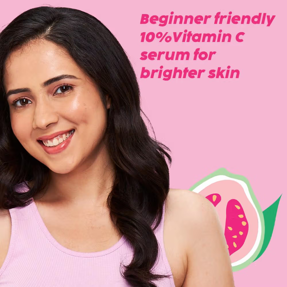 PLIX 10% Vitamin C Guava Face Serum for Skin Brightening & Even tone with Hyaluronic acid & Pentavitin
