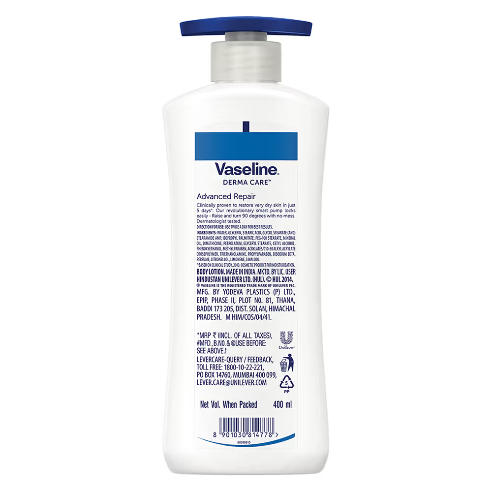 Vaseline Derma Care Advanced Repair Body Lotion Visibly Reduces Dryness in 24HRS