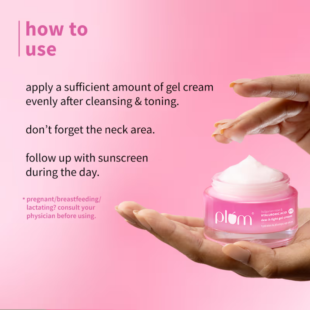 Plum Bulgarian Rose And 1% Hyaluronic Acid Dew-It-Light Gel Cream
