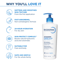 Bioderma Atoderm Creme Ultra-Nourising Moisturising Cream Boosts Hyaluronic Acid, Ceramides