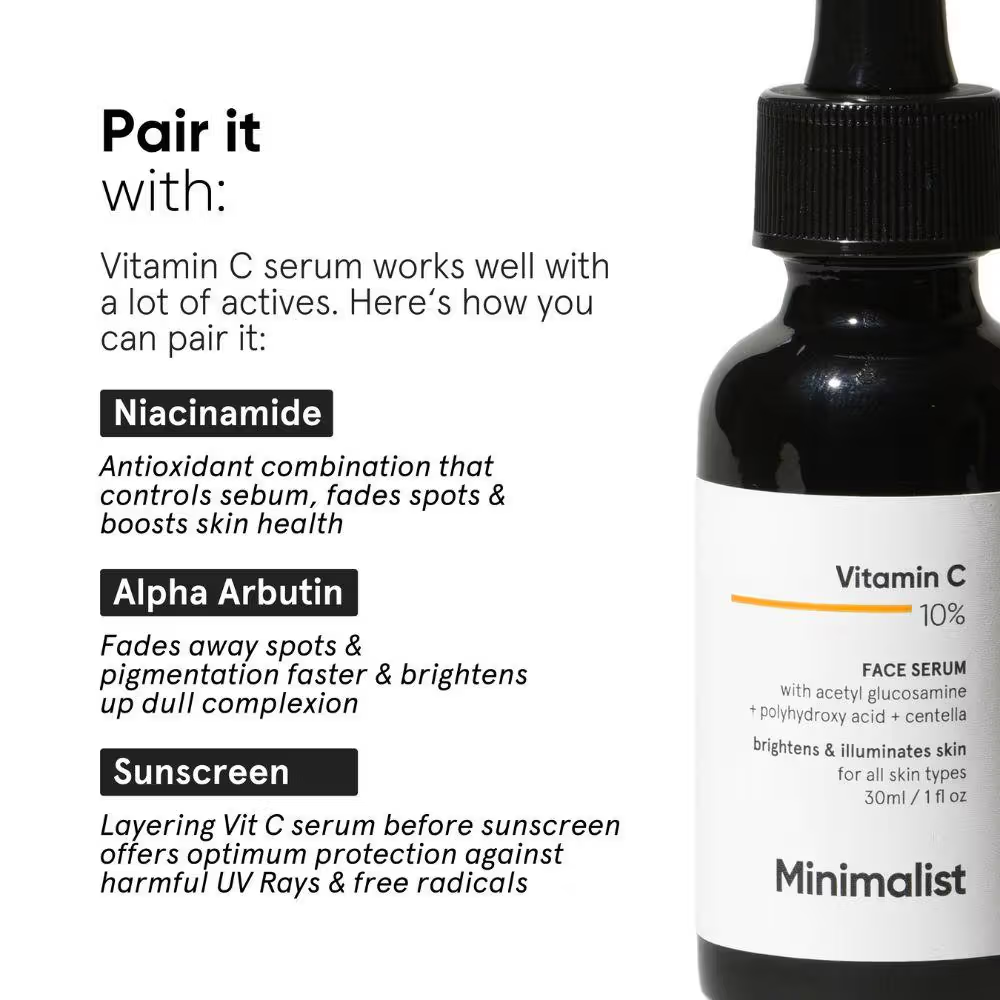 Minimalist 10% Vitamin C Serum For Face For Glowing Skin For Beginners