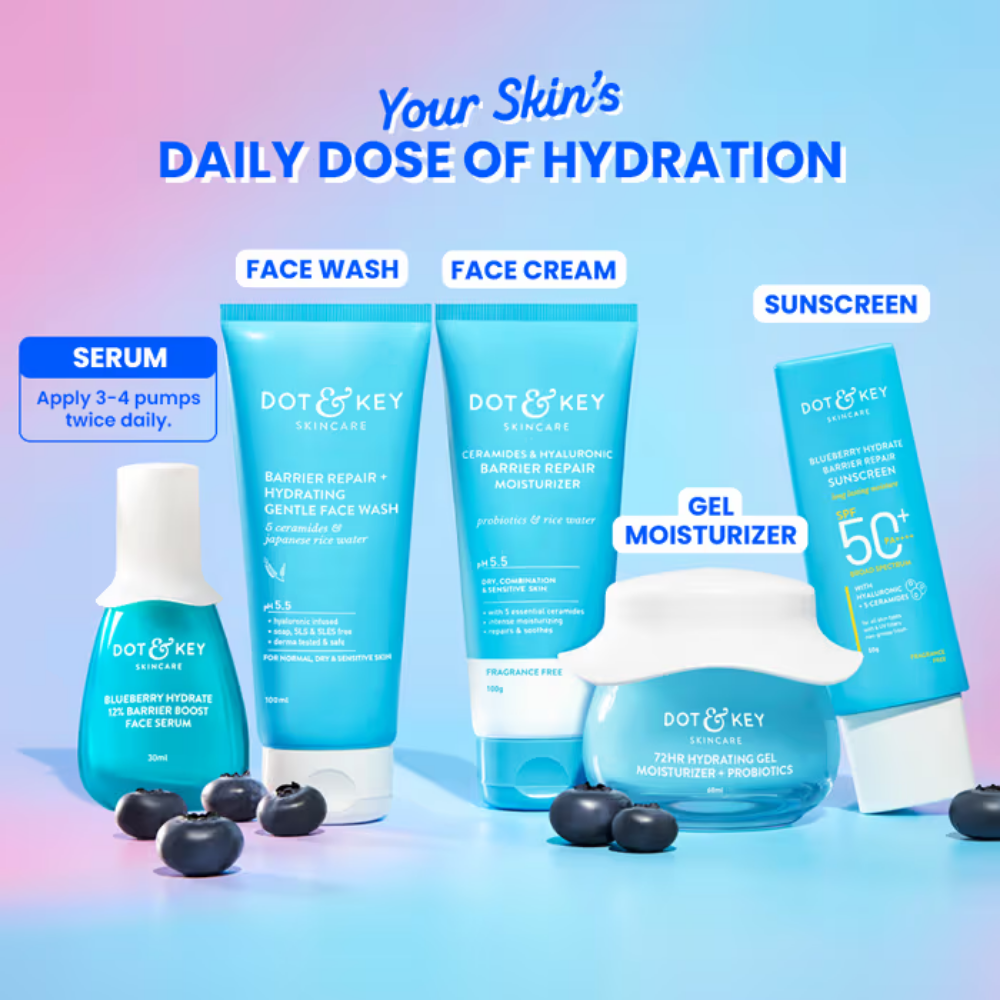 Dot & Key Blueberry Hydrate 12% Barrier Boost Serum, With 7 Ceramides, Heals Dry, Damaged Skin