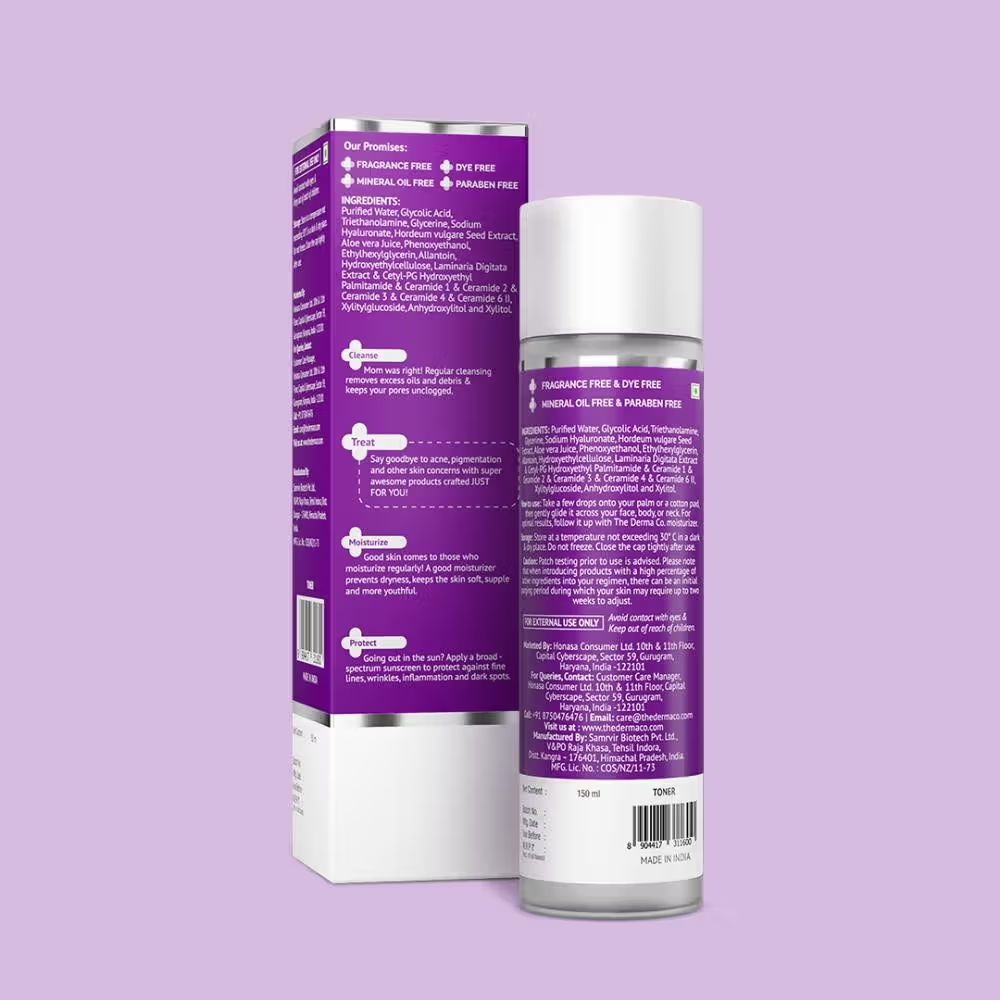The Derma Co 7% Glycolic Acid Hydrating Toner for Exfoliation and All Skin Types