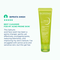 Bioderma Sebium Gel Moussant Actif Cleanser with Salicylic & Glycolic Acid for Acne Prone, Oily Skin