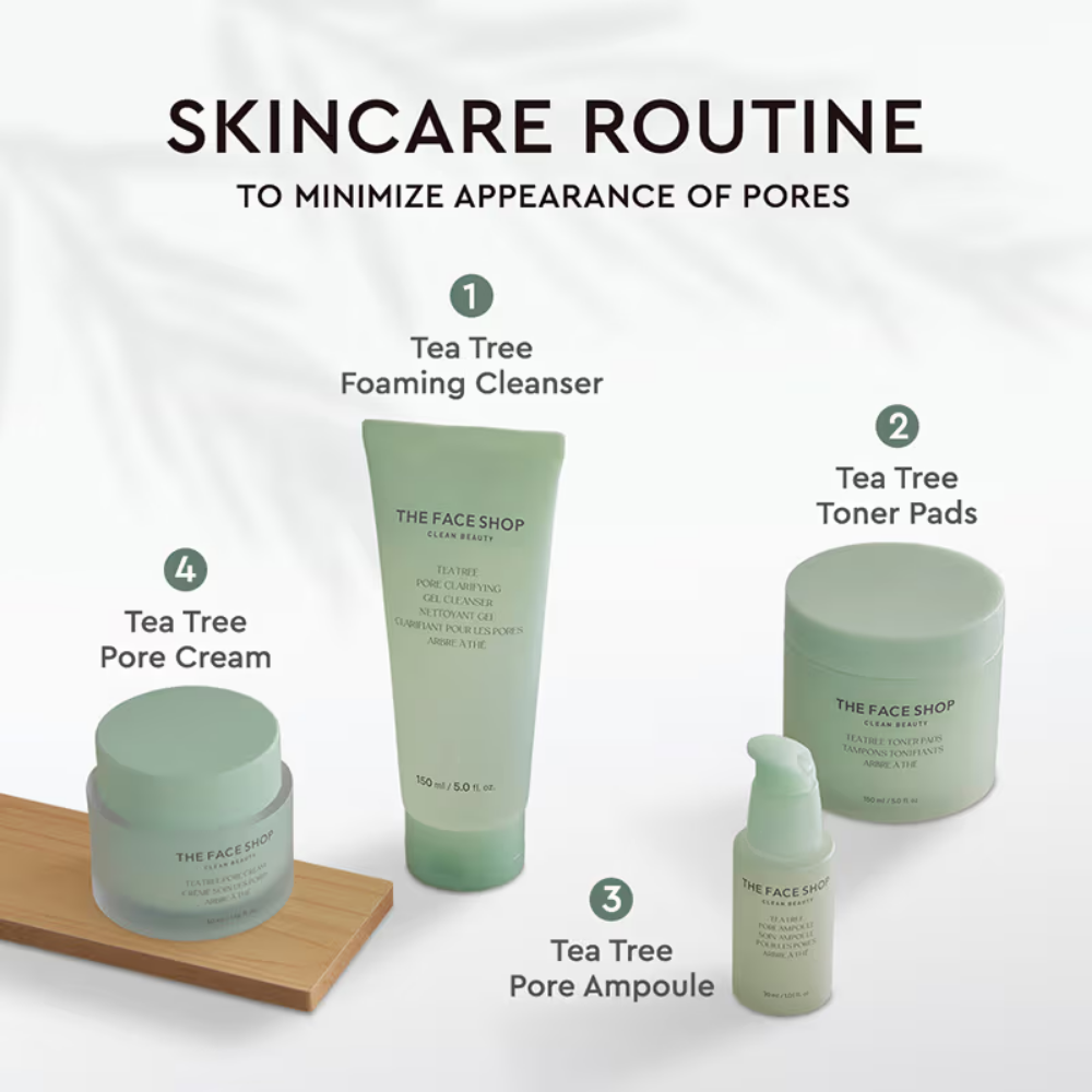 The Face Shop Tea Tree Pore Cream - Korean Moisturizer with AHA, Salicylic Acid (BHA) & PHA for Acne