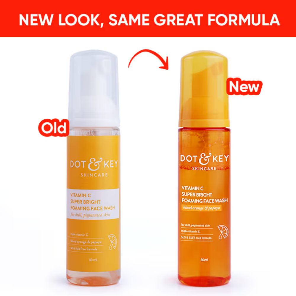 Dot & Key Vitamin C + E Super Bright Foaming Face Wash, Blood Orange & Papaya, Reduces Dullness