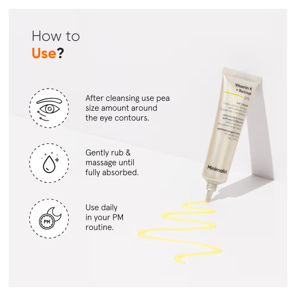 Minimalist Vitamin K + Retinal 01% Under Eye Cream With Caffeine 03% For Dark Circle & Puffiness