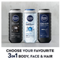 NIVEA MEN Body Wash, Deep Impact, 3 in 1 Shower Gel for Body, Face & Hair, with Microfine Clay