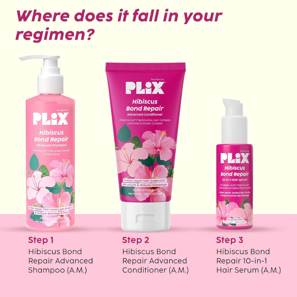 Plix Hibiscus Bond Repair Conditioner For Damaged, Frizzy Hair