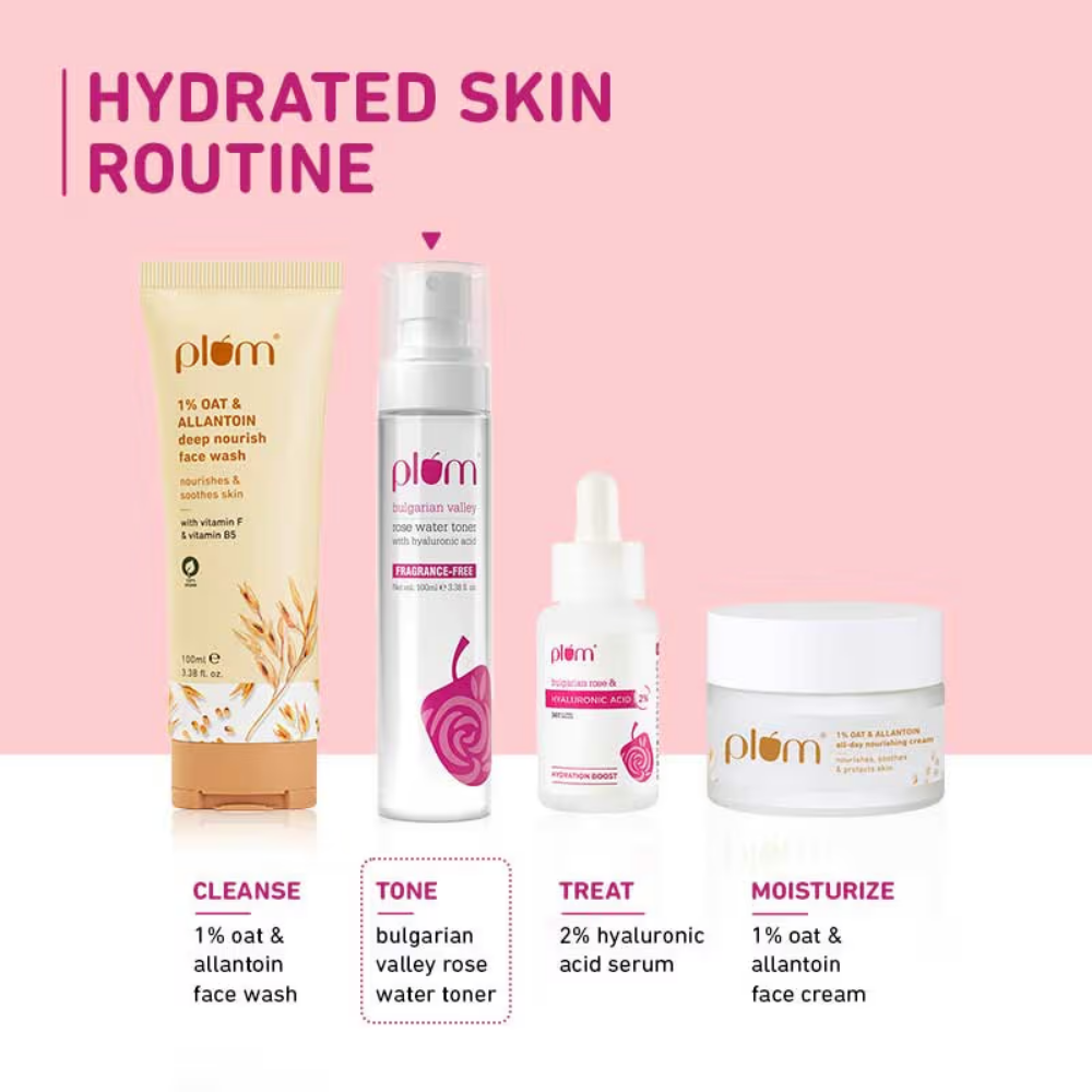 Plum Bulgarian Valley Rose Water Alcohol-Free Spray Toner With Hyaluronic Acid- Hydrates & Refreshes