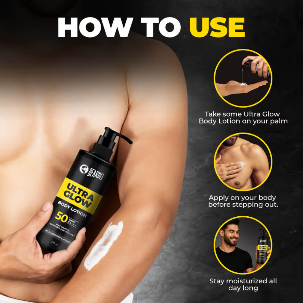 Beardo Ultraglow Body Lotion for Men, Intense Hydration Absorbs Instantly Repairs Skin