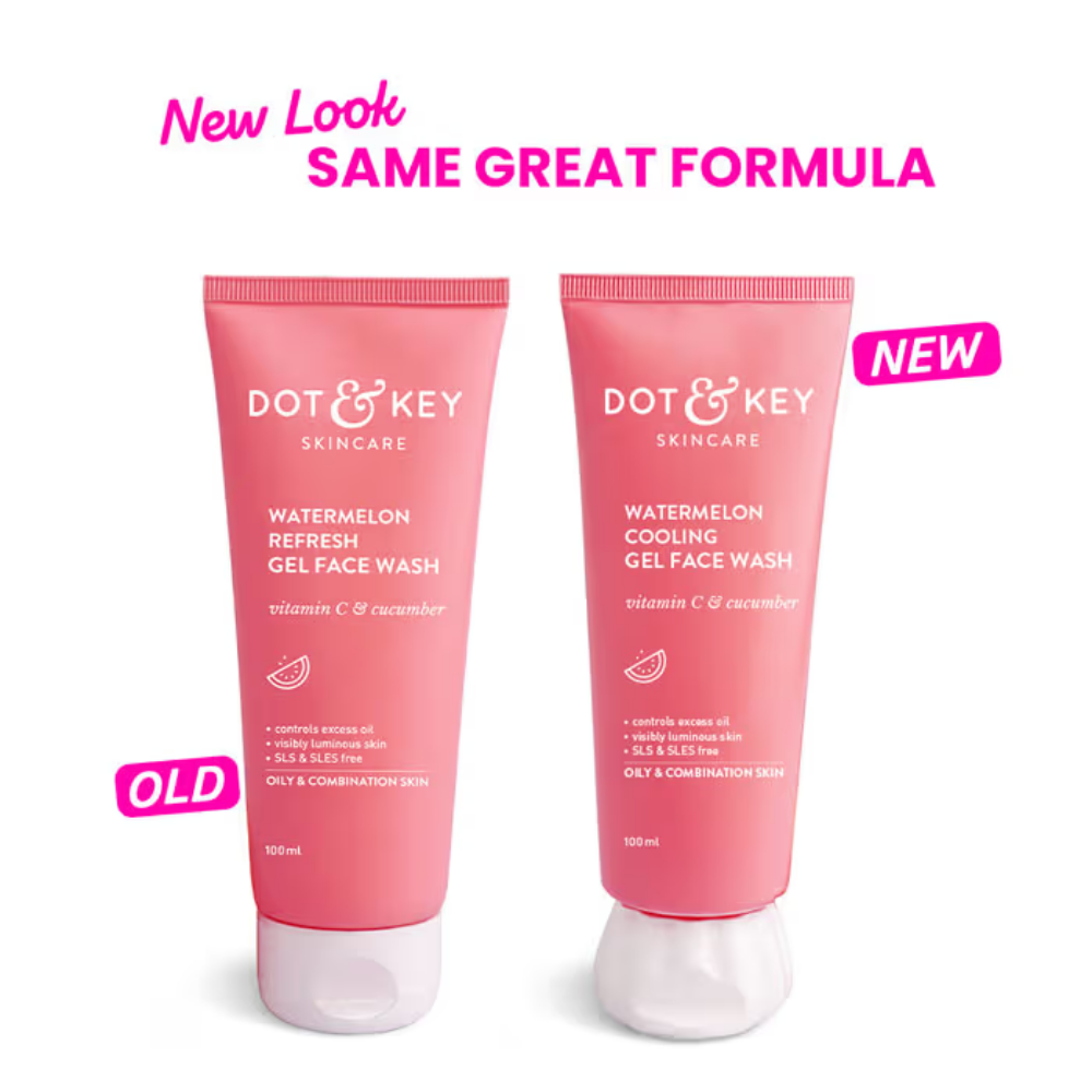 Dot & Key Watermelon Cooling Gel Face Wash, Vitamin C & Cucumber, Controls Excess Oil, Non-Drying
