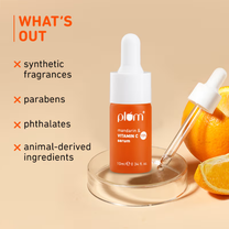 Plum Mandarin & 15% Vitamin C Glow Face Serum Dermat Tested To Fight Dark Spots & Dull Skin