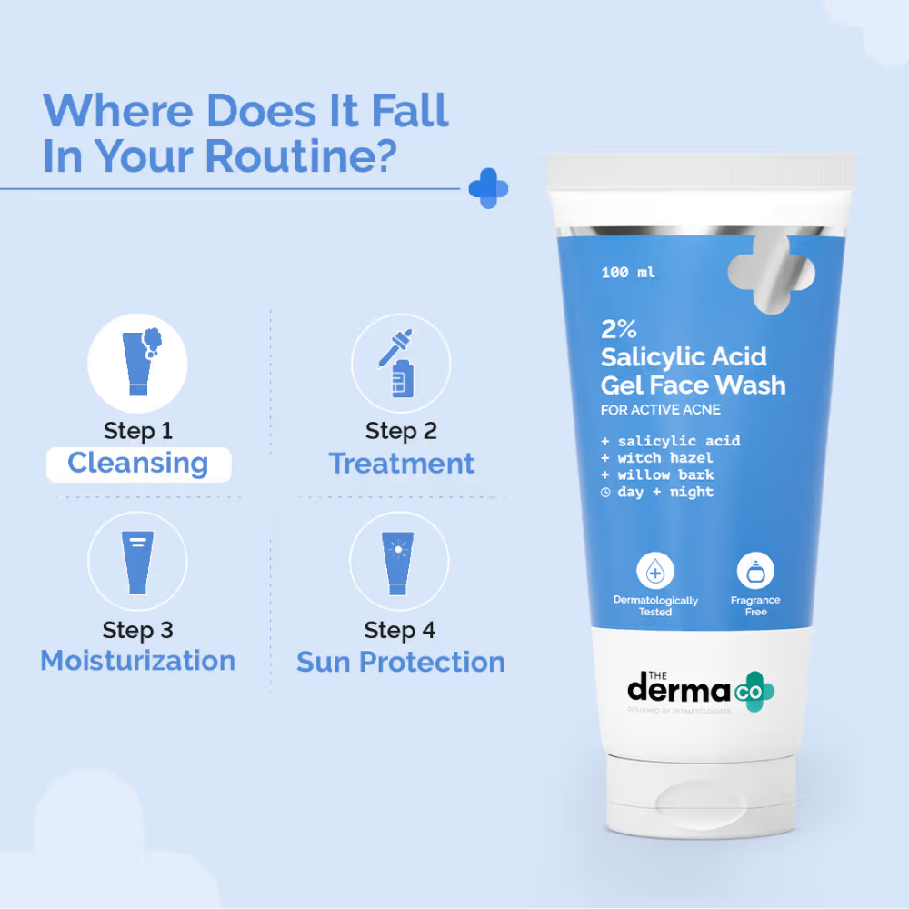 The Derma Co 2% Salicylic Acid Gel Face Wash for Oily Skin with Salicylic Acid & Witch Hazel