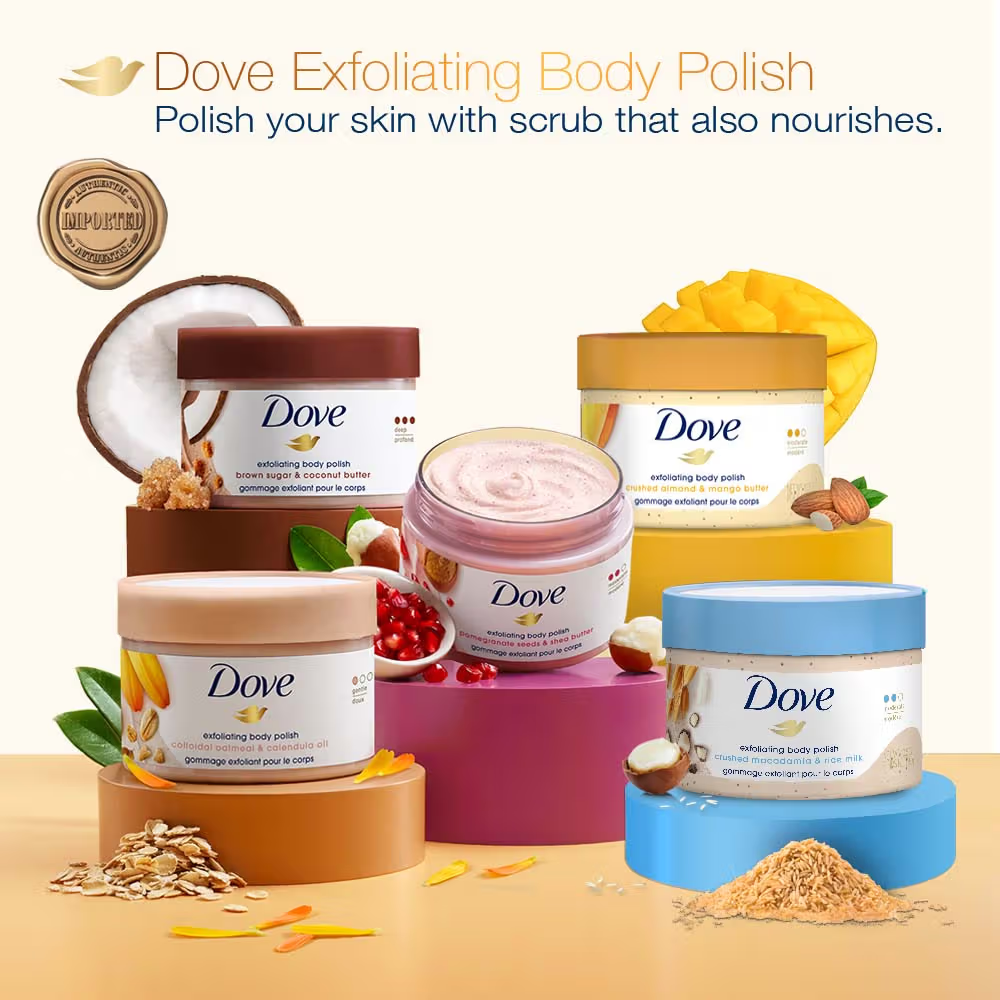 Dove Exfoliating Body Polish Scrub - Crushed Almond And Mango Butter