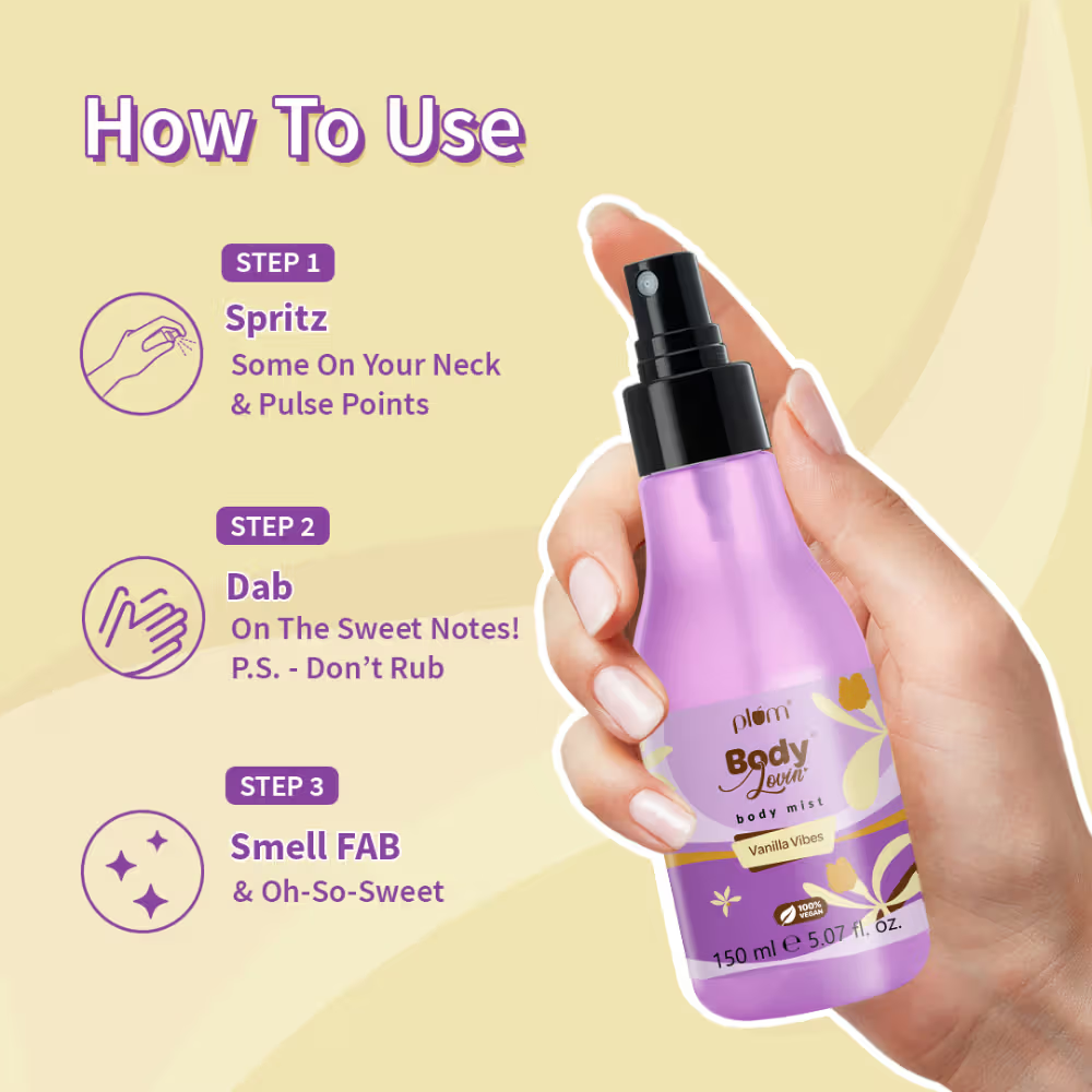 Plum Body Lovin Vanilla Vibes Body Mist For A Long Lasting Vanilla Fragrance