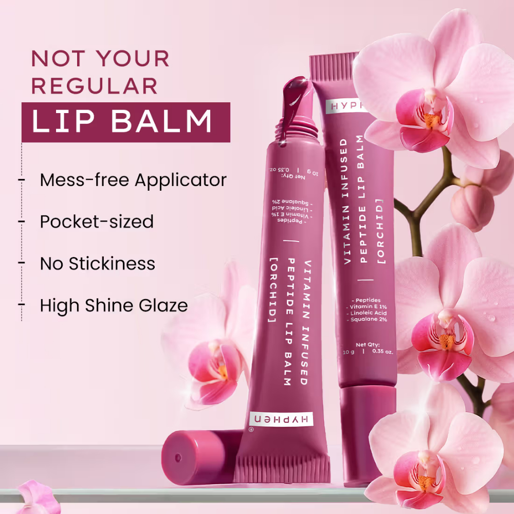 Hyphen Tinted Lip Balm ,Brightens Dark & Dry Lips - 1% Vitamin E, Peptide & Squalane - Orchid, Mauve