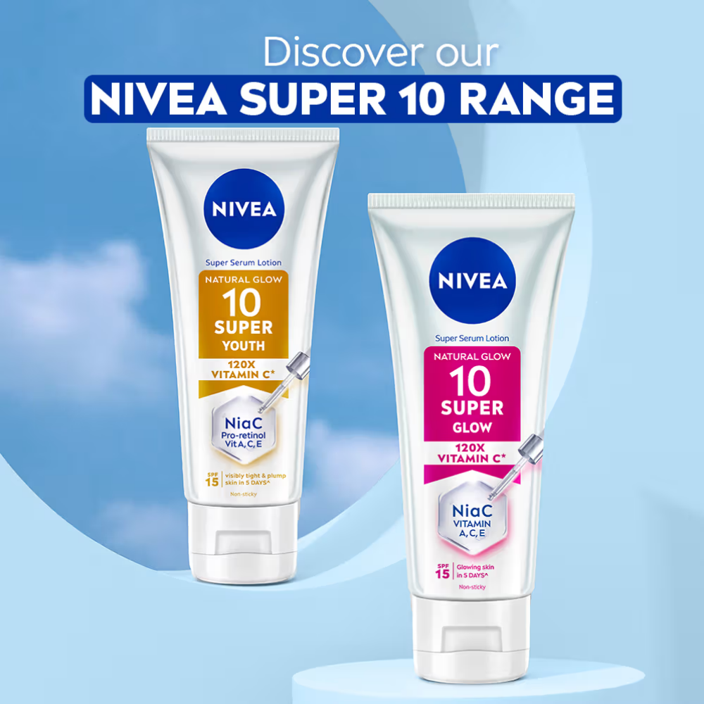 NIVEA Super 10 Glow Serum Body Lotion With Niacinamide, 120X Vitamin & SPF15