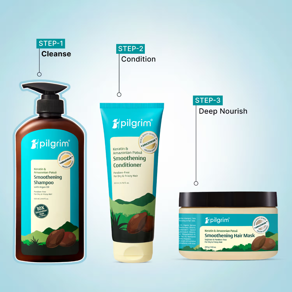 Pilgrim Patua & 10X Keratin Smoothening Shampoo For Dry & Frizzy Hair